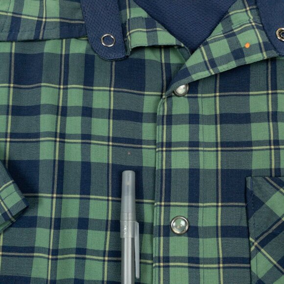 Club Ride Pearl Snap Shirt Men's Medium Green Plaid Outdoor Cycling Stretch - Picture 15 of 16